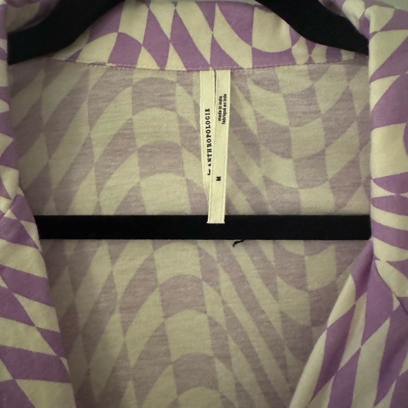 Anthropologie Lavender/Purple and White Geometric Button Down Long Sleeve Shirt - Picture 10 of 12